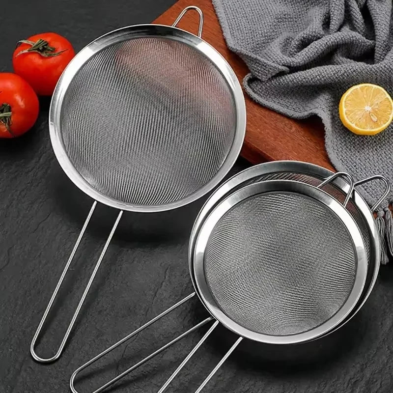 Peneira de Aço Inoxidável com Malha Fina para Cozinha