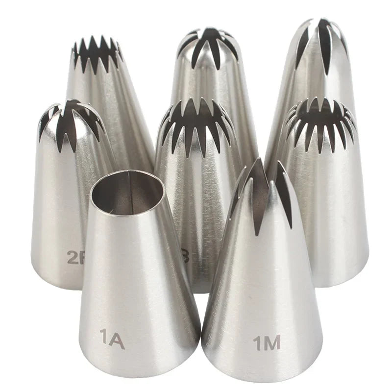 Kit 8 Bicos de Confeitar de Aço Inoxidável
