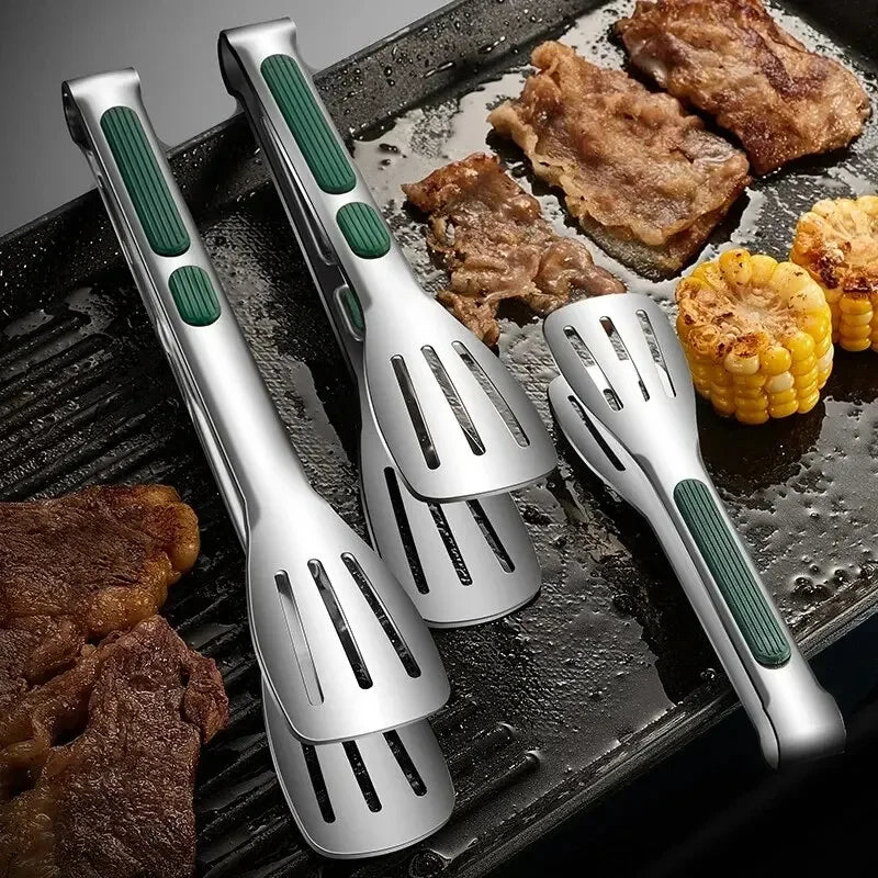 Pinça de Aço Inoxidável para Alimentos com Pegada Antiderrapante