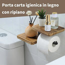 Porta Papel Higiênico de Parede em Madeira e Metal Preto
